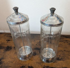 Vintage King Research Barbicide Barber Shop Disinfectant Jars Sterilizer Pair