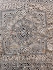 Antique Maltese Bobbin Lace Silk Tablecloth Maltese Cross Linen Square 77x 83 Cm