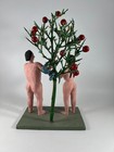 Vtg  Adam   Eve With Tree   Snake Peru Hand Made Folk Art Signed Painted Statue