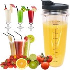2 Replacement Ninja 32 Oz Cups With Lids   6 Fins Extractor Blade