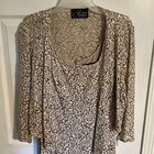 Alex Evenings Sequin Long Dress Jacket Size 16 Mother Of The Bride Wedding Beige