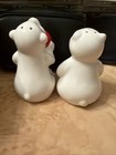 Coca Cola Ceramic Polar Bears Salt   Pepper Shakers  4  Tall