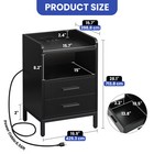 Set Of 2 Led Nightstand Bedside Bedroom End Table 2 Drawer Storage W  Usb Ports
