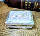 Mid-century Carved Mother Of Pearl Abalone Hinged Door Jewelry   Trinket Box