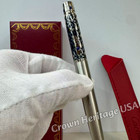 Cartier Santos De Cartier Dark Blue Design Rollerball Pen Silver Tone With Box