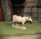 Primitive 3 5  Antique White Resin Holstein Country Farm Dairy Vtg Style Toy Cow