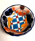 Small Hand Painted Talavera Mexican Pottery Bowl Folk Art   Free Shipping 
