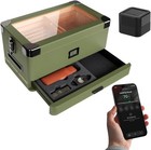 Glass Top Humidor  Matte Green  Holds 70-100 Cigars   Digital Hygrometer  Spa   