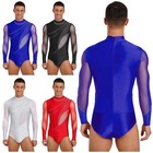 Us Latin Ballroom Dance Leotard Men Rhinestone Bodysuit Figure Skating Dancewear
