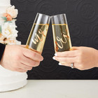 Set Of 2 Mr And Mrs Champagne Toasting Flutes For Bride And Groom  His And Hers 