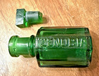 Rare Antique Deep Green Glass Zenobia Scent Perfume Bottle With Stopper