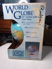 Vintage George F  Cram Cram s World Globe 12  Oak Tone Wood   Metal Stand