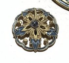 Antique French Large Enamel Champleve Pierced Brass Shank Gorgeous Design