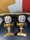 Antique 19th Century French Paris Porcelain Vases     Neoclassical     Hand Painted  