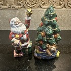 Vintage Fitz And Floyd Santa s List Salt And Pepper Shakers Santa Tree W  Box