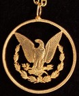 Peace Silver Dollar Cut Out Coin Eagle Gold Plated Pendant Necklace Chain