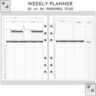 Printed A5 A6 Personal-size Weekly Planner Insert Refills 50sheets  100pages 