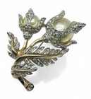 Vintage Rare Signed Reja Glass Flower Rhodium Plated Brooch