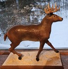 Vintage 1950 s  Deer Carving Wooden Michigan 