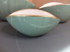 L objet Oval Porcelain Green 24kt Shell Oval Nesting Bowls Complete Set Of 3