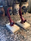 Pheasant Sculpture Red Painted Book Ends  Two In Lot 
