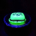  Antique French Gold Leaf  Hand Painted White Opaline Glass Jewelry  trinket Box