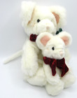 Russ Berrie Tic-toc White Mouse Set Of 2 Plush 12    And 8  Stuffed Nwt