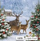  1370  Two Paper Luncheon Decoupage Art Craft Napkins - Christmas Deer Snow