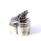 Tiffany   Co  Sterling Silver 925 Frog On Lily Pad Pill Box