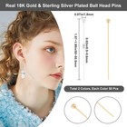 100 Pcs Gold Silver Ball Head Pins 50mm Jewelry Making