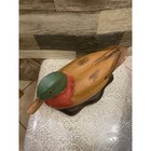 Vintage Hand Carved Wooden Duck Decoy Figurine  Mallard Bird On Removable Base