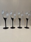 Black Tulip Stem Clear Wine Glass Set Of 4 Gorgeous Sophisticated Classy