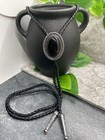 Rodeo Bolo Tie Western Cowboy Black Leather Necktie New Free Ship A1531