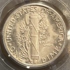 1936-s Mercury Dime 10c Pcgs Ms65fb Full Bands Ogh Old Green Holder Toned Silver
