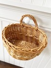Vintage Wicker Hanging Basket For Plants Decor Etc    Farmhouse Cottage Boho