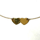  ma6  14k Yellow Gold 0 7g Thin dainty Double Heart Anklet Bracelet - Size 9 