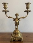 Gilt Bronze Candlesticks Adorned With Fauns devils Statue 19th C Two-light Pair