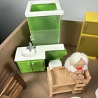 Vtg Fisher Price   Arco Dollhouse Furniture Lot Mcm Green Bath Yellow Kitchen