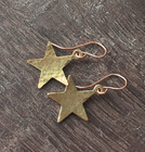 Vintage Star Dangle Earrings Hammered Brass Minimalist Hook Earrings For Her