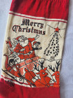 Vintage 1930s Merry Christmas 15  Knit Stocking Santa Claus Reindeer Sleigh Tree