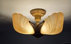 Markel Antique Vintage 5 Bulb Chandelier Slip Shade Old Gold Finish Art Deco 