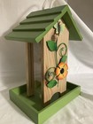 Whimsical Bird Feeder Garden home Decor  Painted Wood  Metal Butterfly Detail 