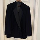 Neil Allyn Mens Black 100  Pure Wool Double Breasted Tuxedo Jacket 46l