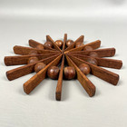 Vtg Mid Century Modern Teak Wood Bead Trivet 1960s Swedish 8  Coaster