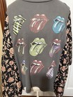 Shannon Passero Upcycled Rolling Stones Vintage Band Tee Floral Bell Sleeve Top