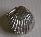Vintage T90 Silver Small Seashell Trinket Box With Hinged Lid Cambodia