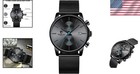 Minimalist Men s Watch - Stainless Steel Mesh  Waterproof Chronograph  Auto Date