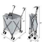 X-shaped Folding Shopping Cart W  Canvas Bag   Fitted Cover   Wheels Gray