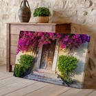 Weathered  Ornate Wooden Door With Intricate Carvings Stands At The Wall Art