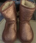 Ugg Girls Classic Short Boots Glitter Hot Pink Water Resistant Size 10